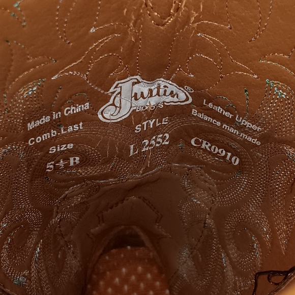 Justin Boots Brown Leather Cowboy Boots 5.5 Medium NEW - Picture 12 of 13